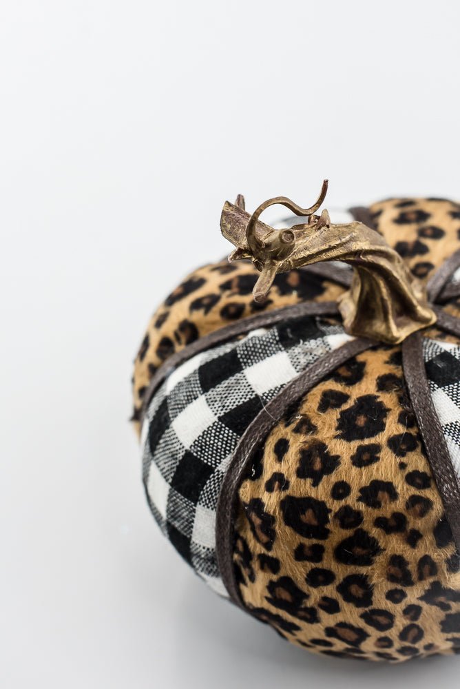 Plaid and cheetah fabric pumpkin - Greenery MarketPumpkins56701MIX