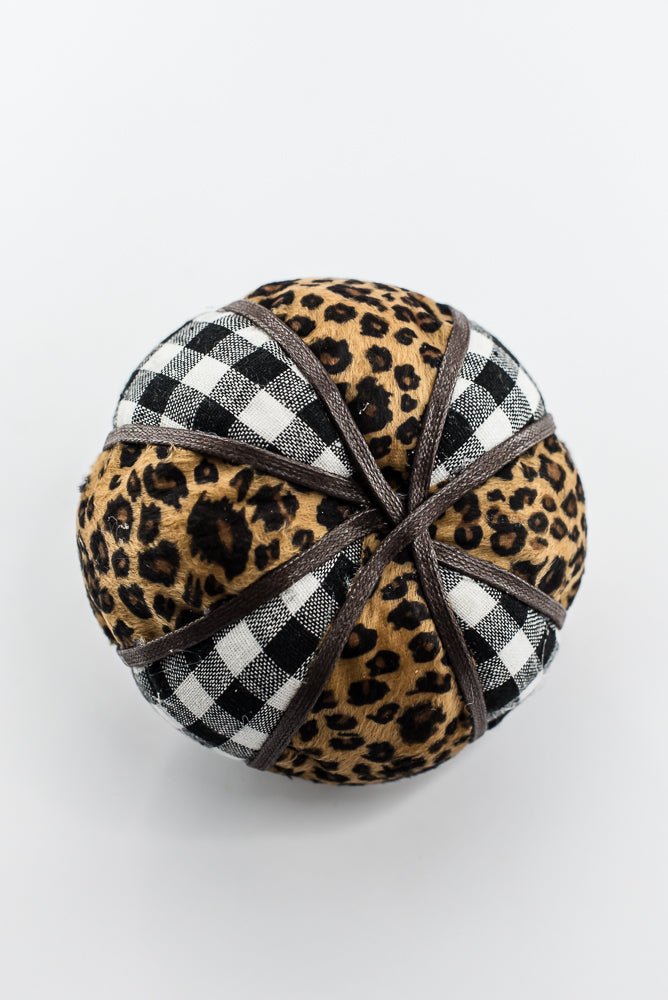 Plaid and cheetah fabric pumpkin - Greenery MarketPumpkins56701MIX
