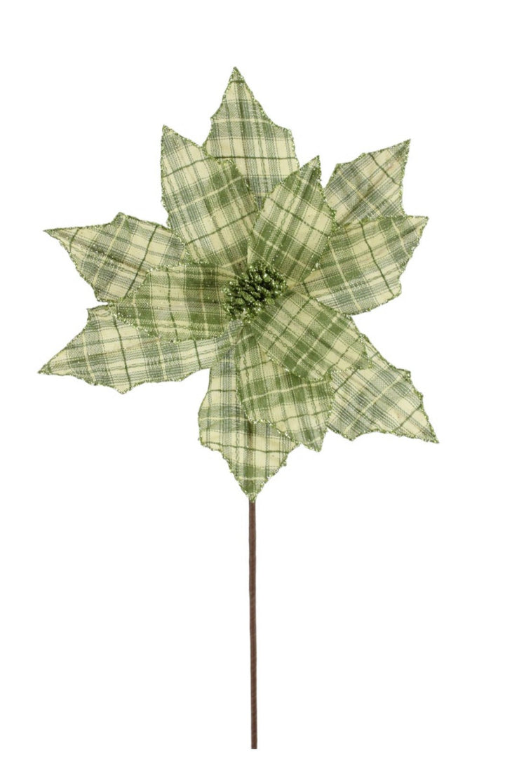 Plaid poinsettia stem - cream green - Greenery Market218926