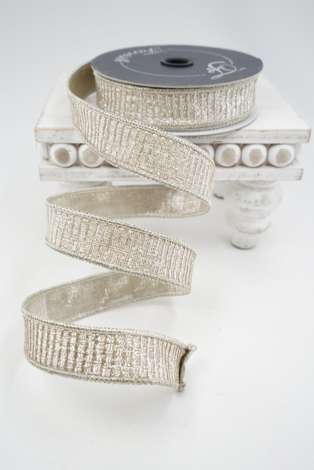 Platinum 1” pleated metallic farrisilk wired ribbon - Greenery MarketRibbons & TrimRk437-51