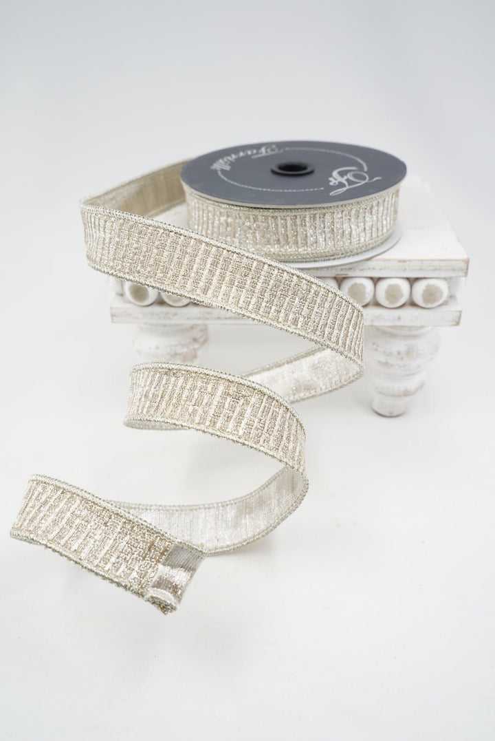 Platinum 1” pleated metallic farrisilk wired ribbon - Greenery MarketRibbons & TrimRk437-51