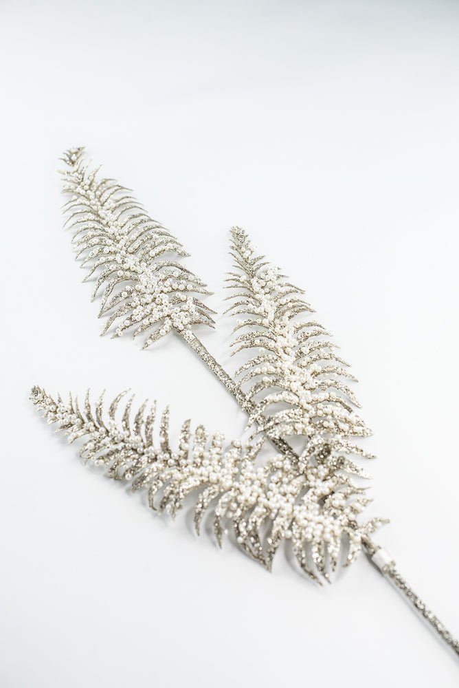 Platinum Fern Frond With Pearl Spray - 33" - Greenery MarketXG1059PT