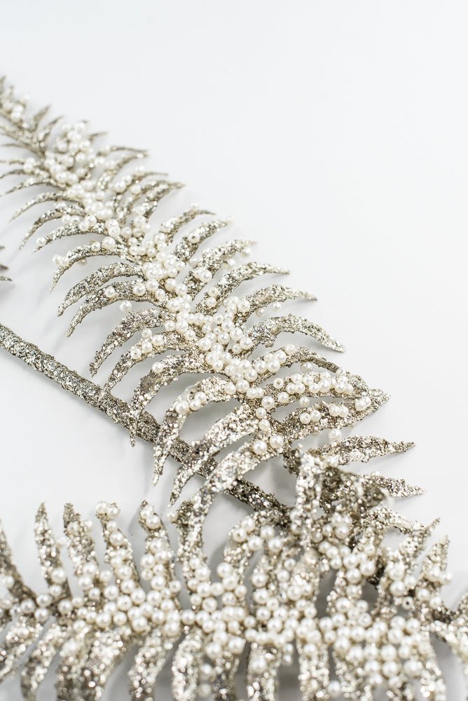 Platinum Fern Frond With Pearl Spray - 33" - Greenery MarketXG1059PT