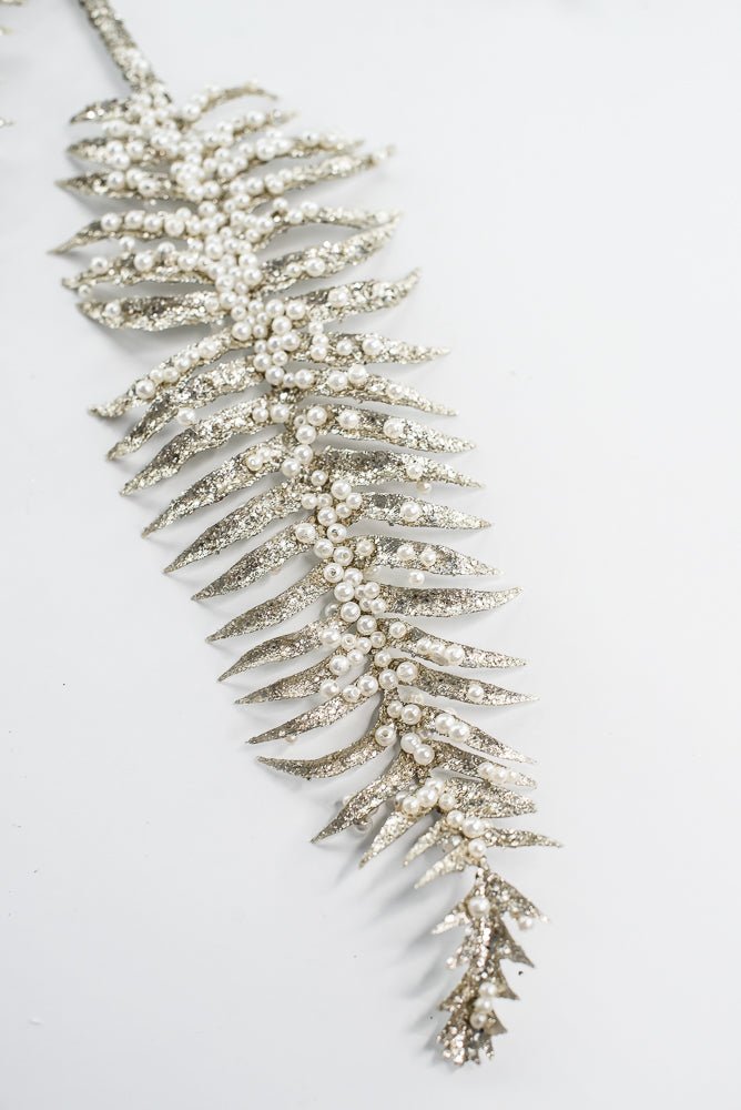 Platinum Fern Frond With Pearl Spray - 33" - Greenery MarketXG1059PT