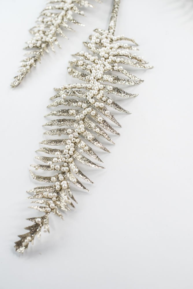 Platinum Fern Frond With Pearl Spray - 33" - Greenery MarketXG1059PT