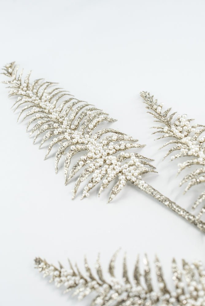 Platinum Fern Frond With Pearl Spray - 33" - Greenery MarketXG1059PT