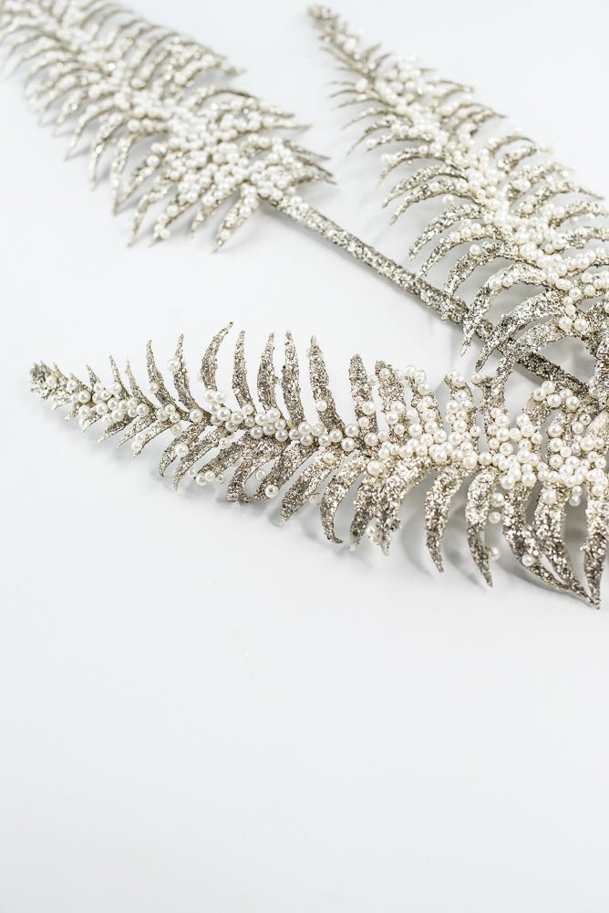 Platinum Fern Frond With Pearl Spray - 33" - Greenery MarketXG1059PT