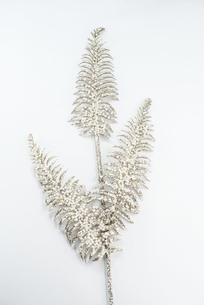 Platinum Fern Frond With Pearl Spray - 33" - Greenery MarketXG1059PT