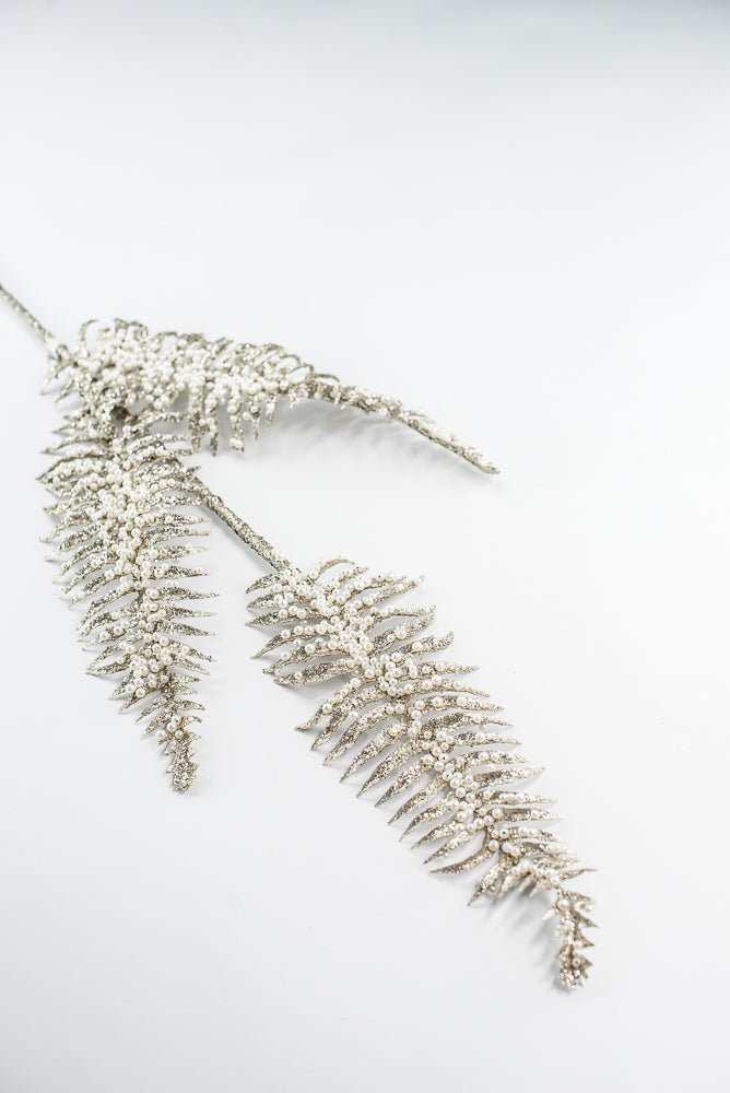 Platinum Fern Frond With Pearl Spray - 33" - Greenery MarketXG1059PT