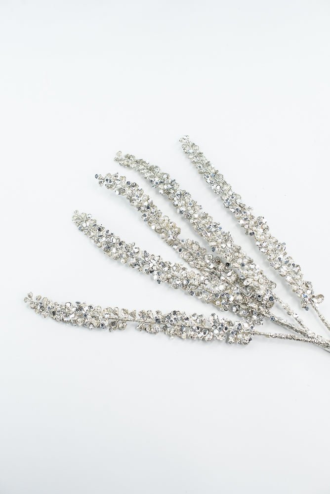 Platinum Fern Leaf Spray With Pearl - 30" - Greenery MarketXG1097PT