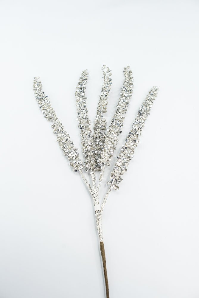 Platinum Fern Leaf Spray With Pearl - 30" - Greenery MarketXG1097PT