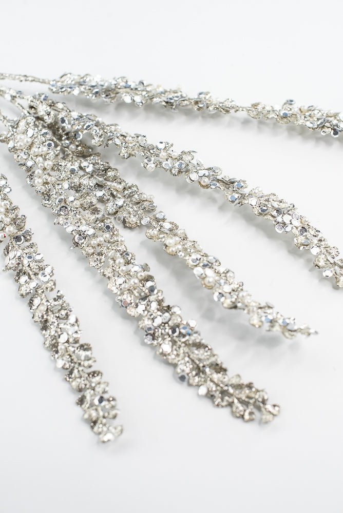 Platinum Fern Leaf Spray With Pearl - 30" - Greenery MarketXG1097PT