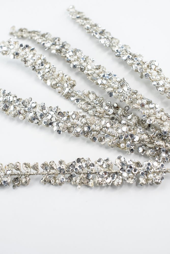 Platinum Fern Leaf Spray With Pearl - 30" - Greenery MarketXG1097PT