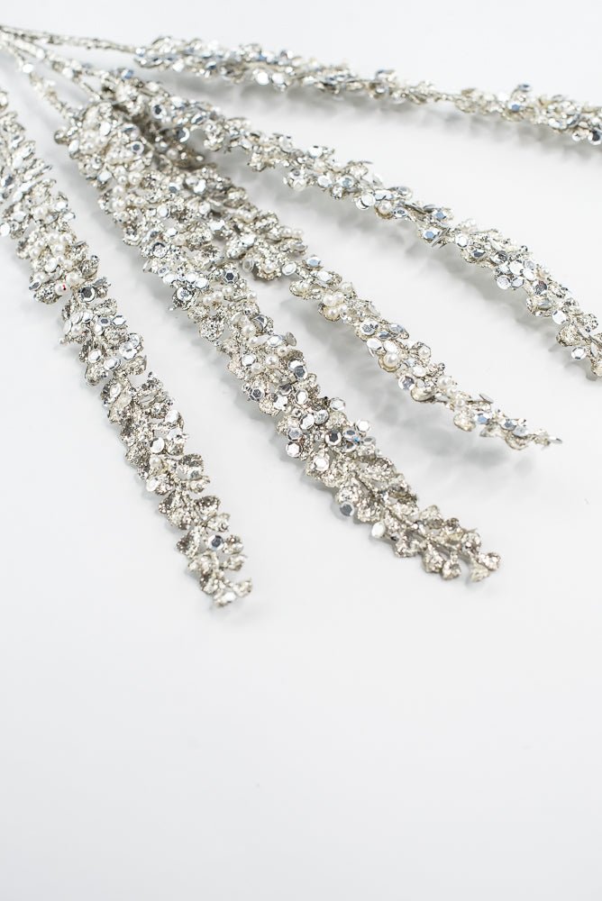 Platinum Fern Leaf Spray With Pearl - 30" - Greenery MarketXG1097PT