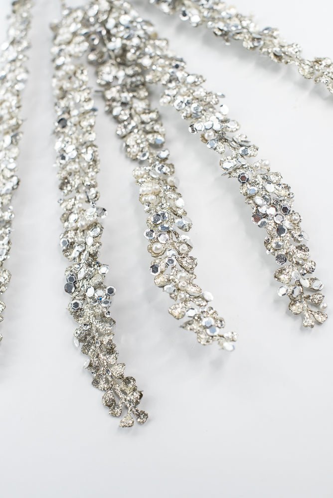 Platinum Fern Leaf Spray With Pearl - 30" - Greenery MarketXG1097PT