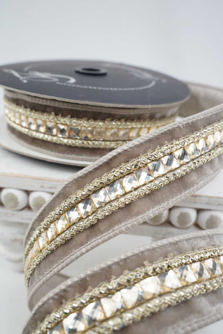 Platinum Gemstones Farrisilk Wired Ribbon - 1.5" - Greenery MarketRG250-51