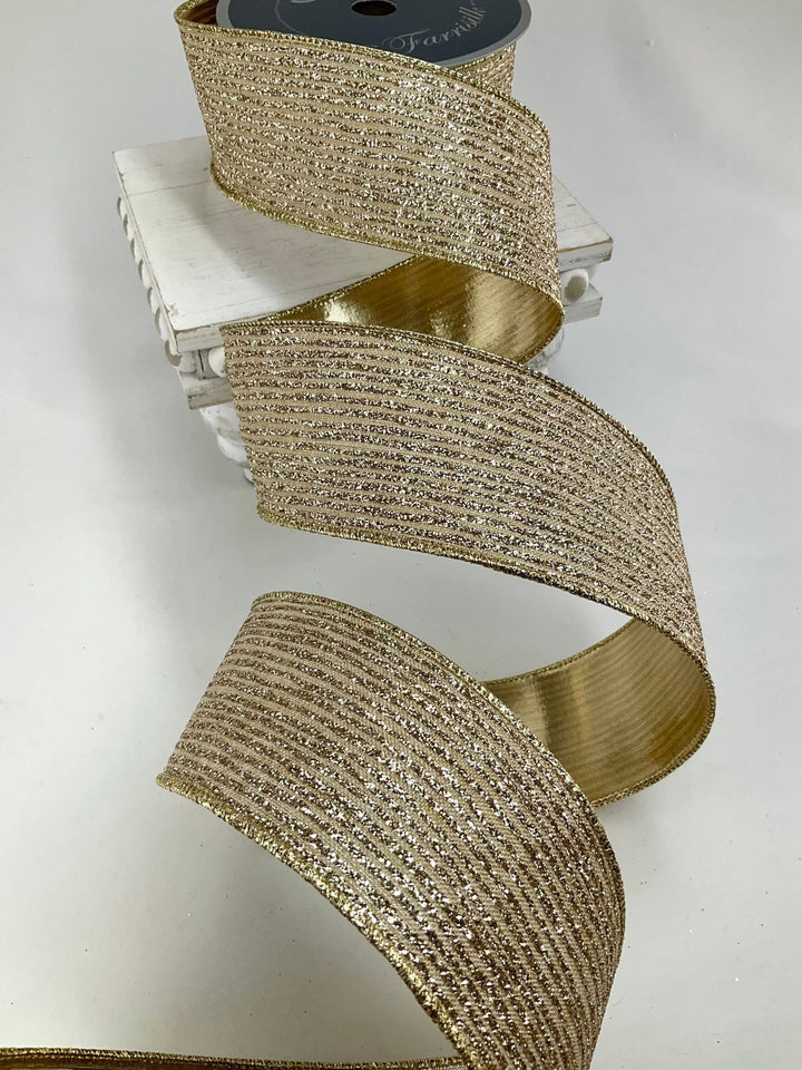 Platinum glitter stripe 2.5” wired ribbon - Greenery MarketRibbons & TrimRA109-51