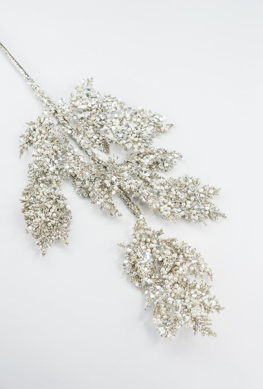 Platinum glittered cedar spray with pearls - Greenery MarketXG1058-PT