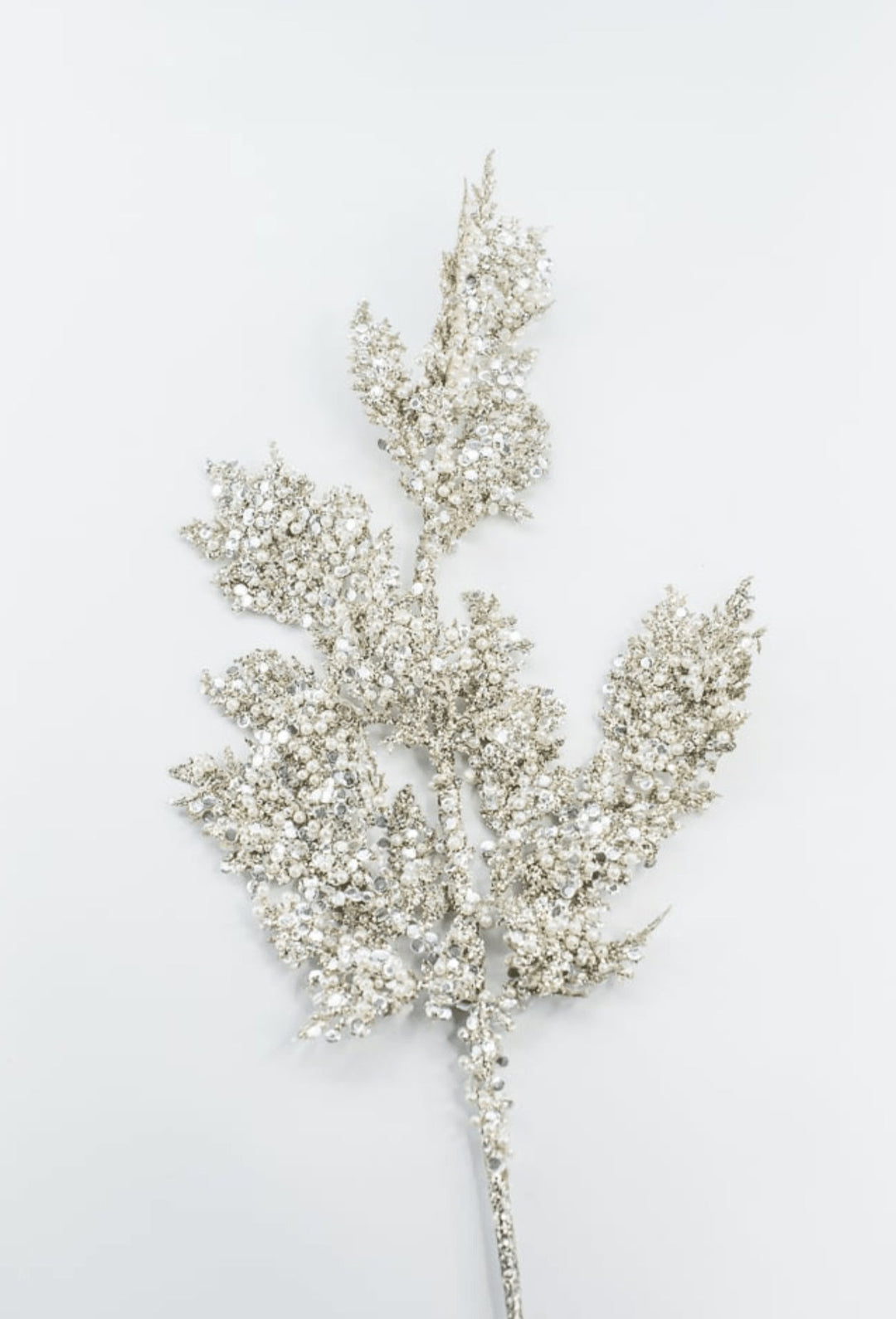 Platinum glittered cedar spray with pearls - Greenery MarketXG1058-PT