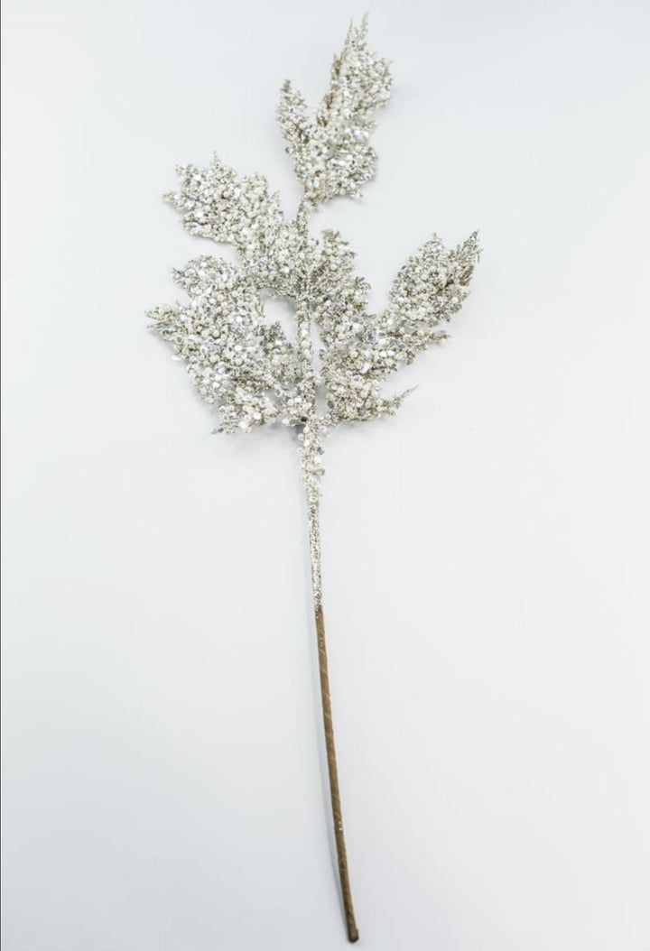 Platinum glittered cedar spray with pearls - Greenery MarketXG1058-PT