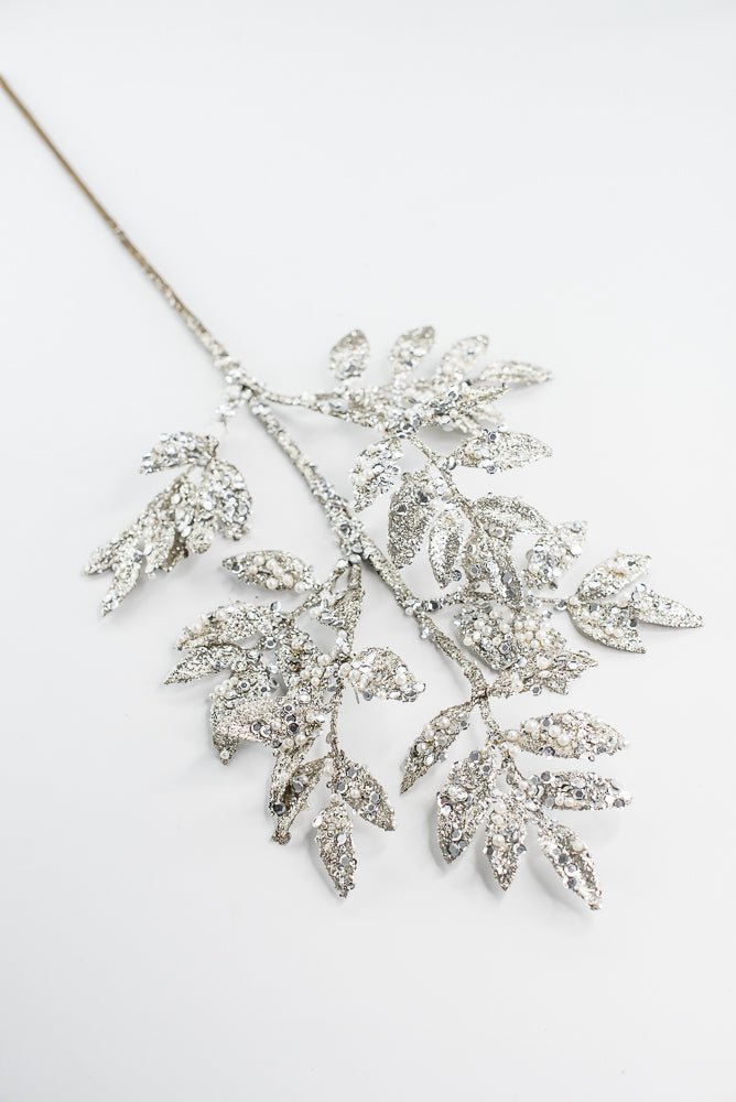 Platinum Leaf Spray With Pearls - 29" - Greenery MarketXG1099PT