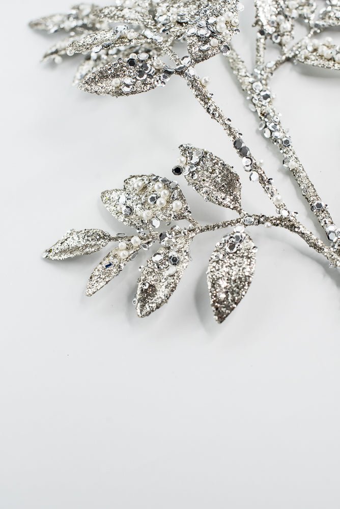 Platinum Leaf Spray With Pearls - 29" - Greenery MarketXG1099PT