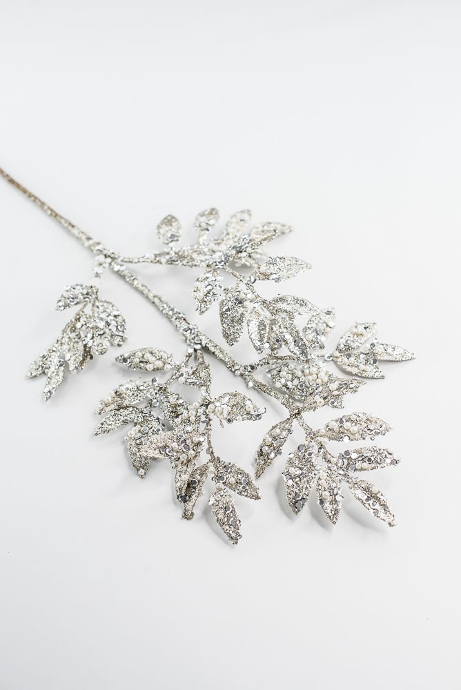 Platinum Leaf Spray With Pearls - 29" - Greenery MarketXG1099PT
