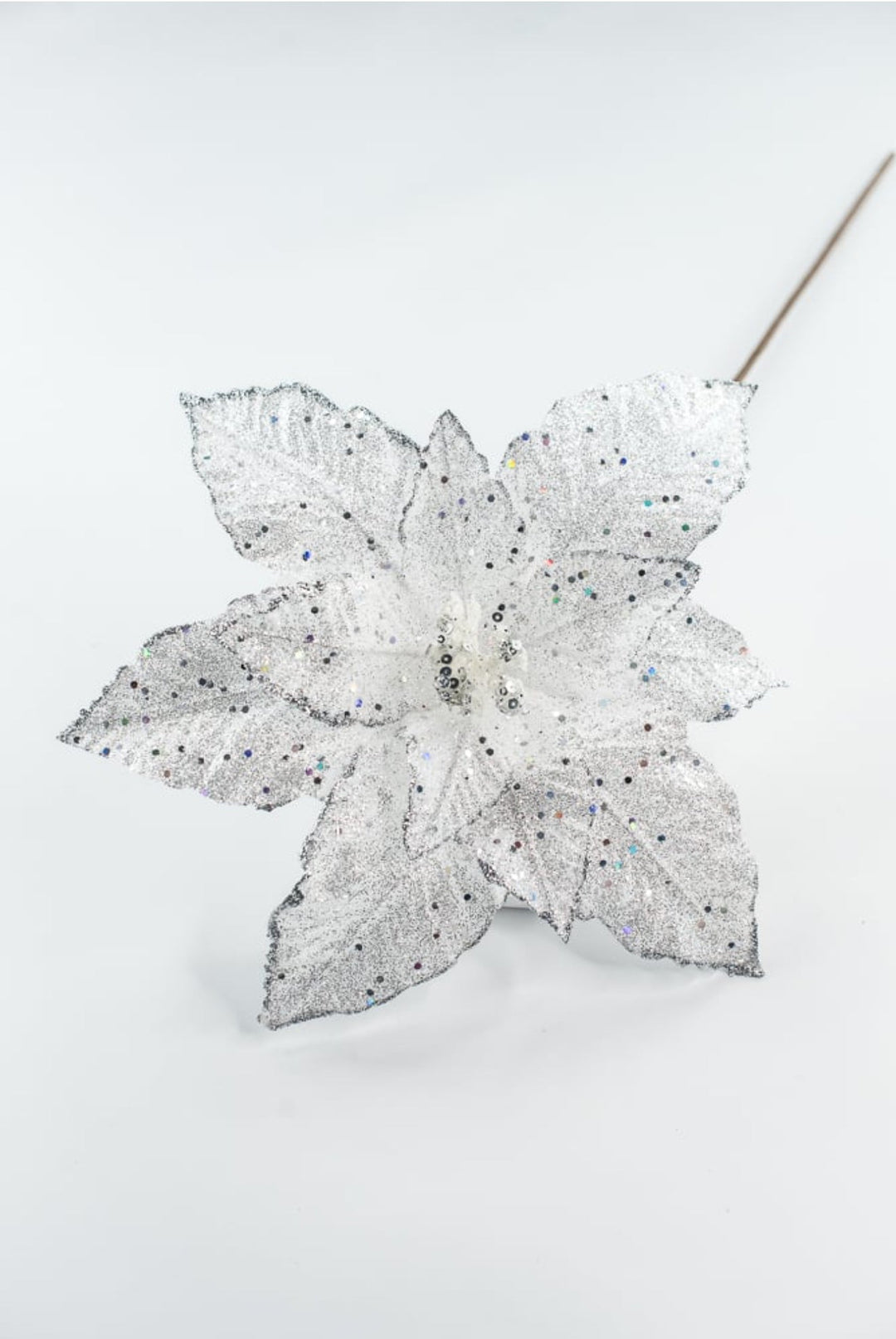 Platinum Sequin Poinsettia Spray - 21" - Greenery MarketXF678PT