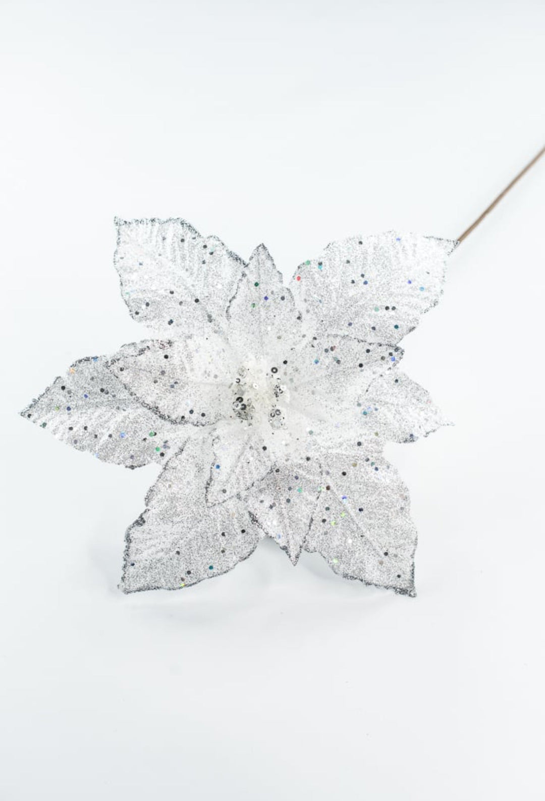 Platinum Sequin Poinsettia Spray - 21" - Greenery MarketXF678PT