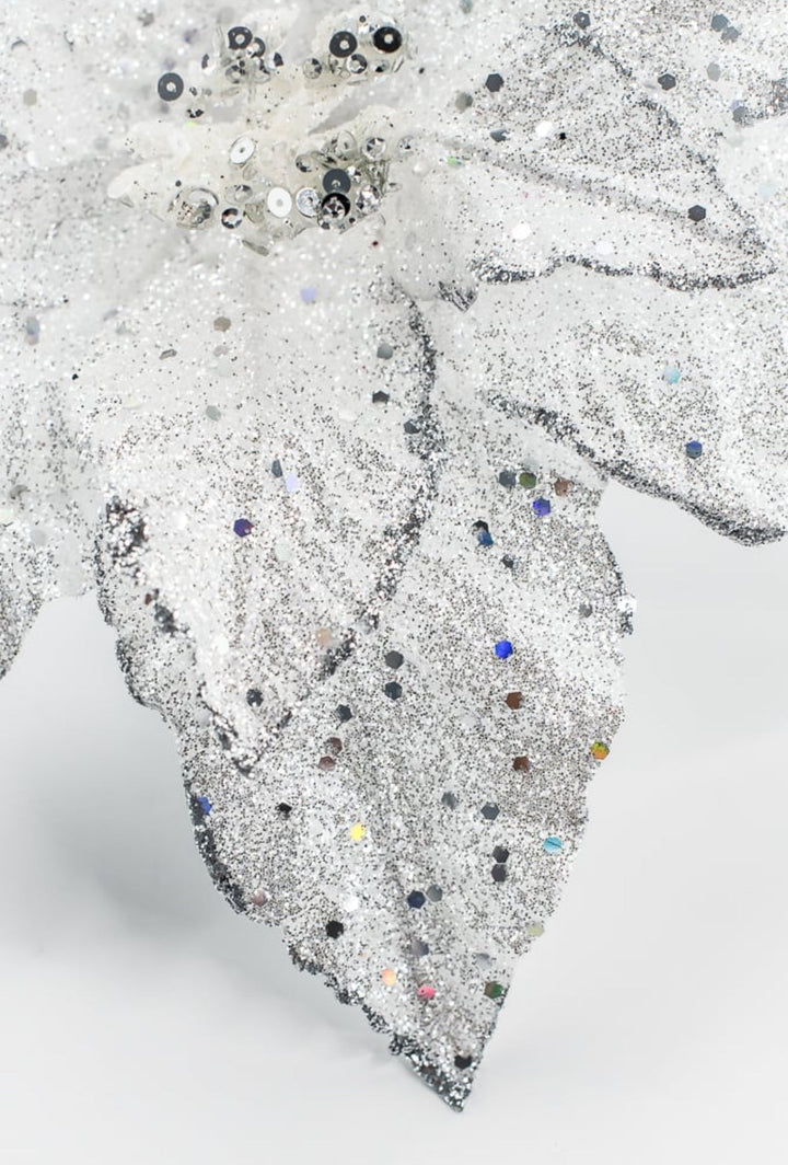 Platinum Sequin Poinsettia Spray - 21" - Greenery MarketXF678PT