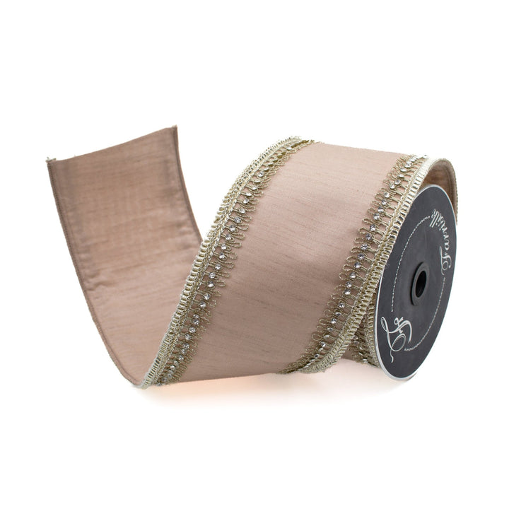 Platinum Tiffany Satin Farrisilk Wired Ribbon - 4" - Greenery MarketRibbons & TrimRK419-51