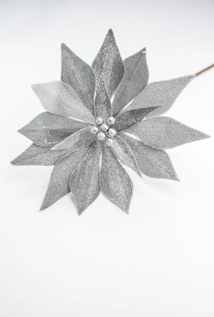 Poinsettia stem - gray silver - Greenery Market100649