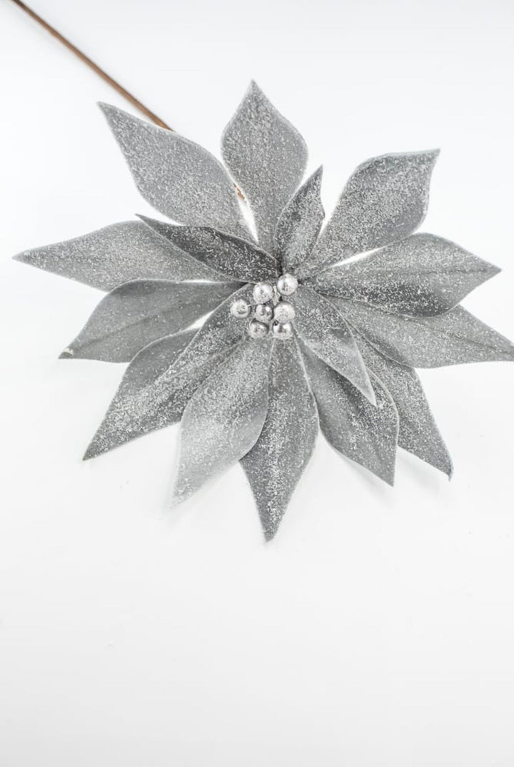 Poinsettia stem - gray silver - Greenery Market100649