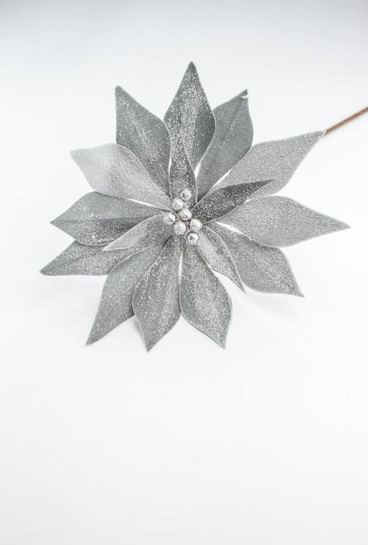 Poinsettia stem - gray silver - Greenery Market100649