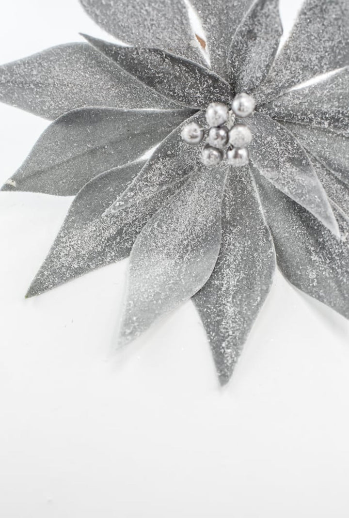 Poinsettia stem - gray silver - Greenery Market100649