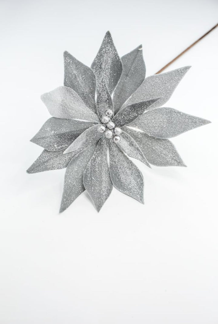 Poinsettia stem - gray silver - Greenery Market100649