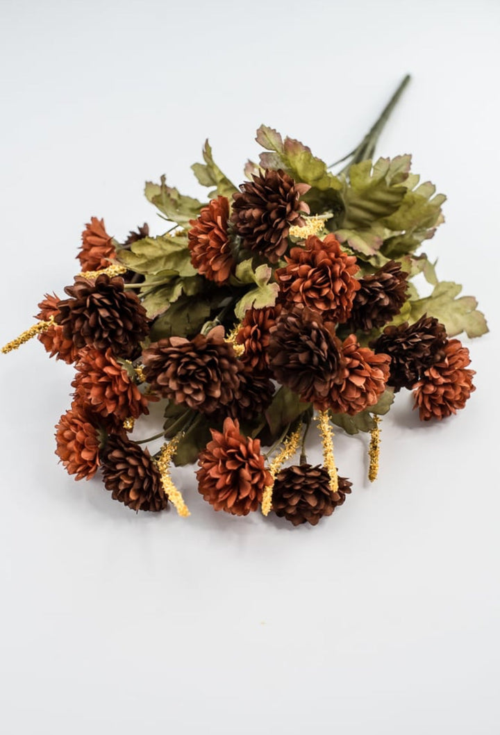 PomPom mum bush - brown - Greenery Marketartificial flowers52290BN