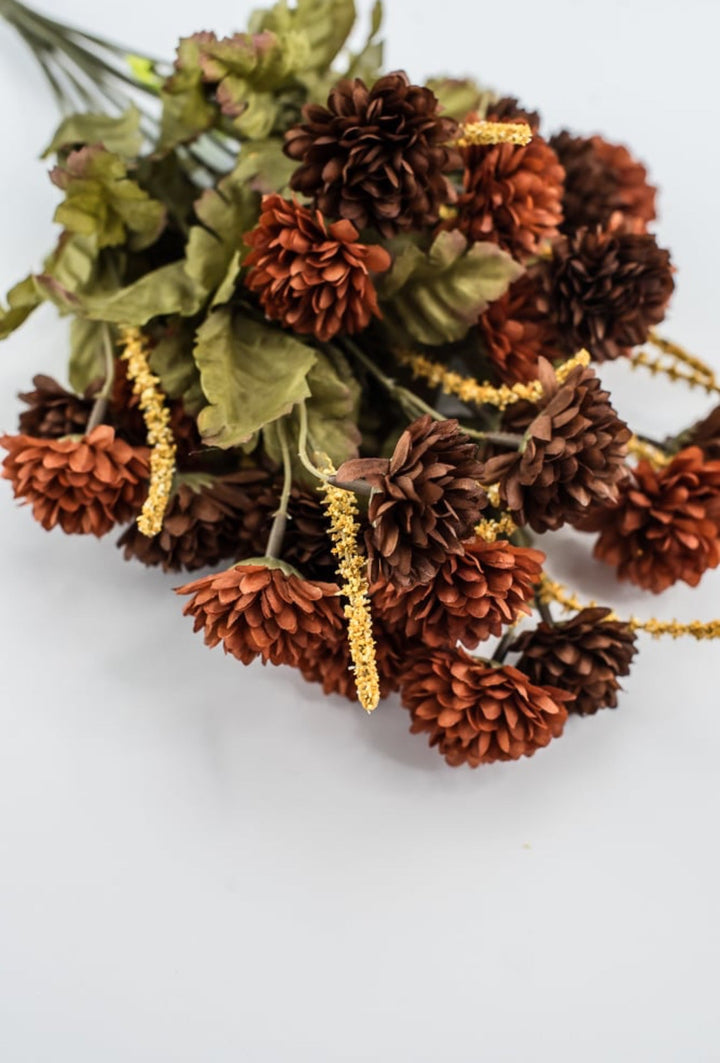 PomPom mum bush - brown - Greenery Marketartificial flowers52290BN