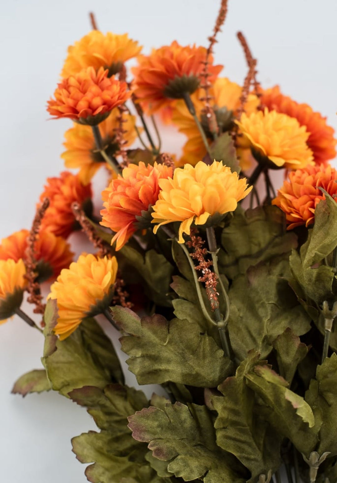 PomPom mum bush - orange and yellow - Greenery Marketartificial flowers52290ORYW