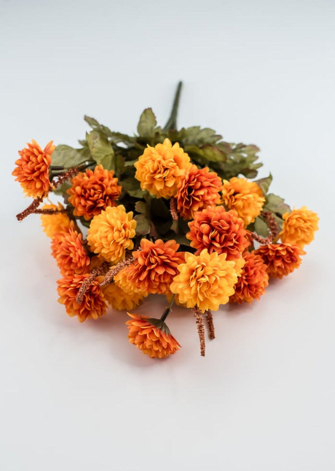 PomPom mum bush - orange and yellow - Greenery Marketartificial flowers52290ORYW