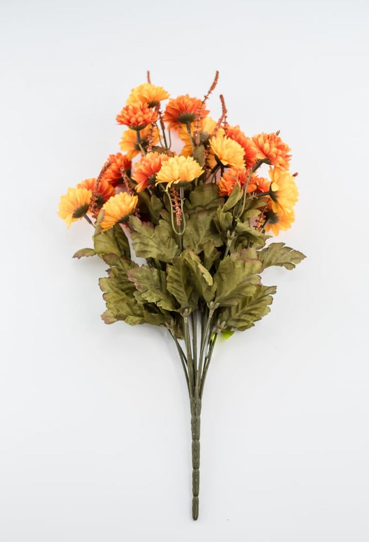 PomPom mum bush - orange and yellow - Greenery Marketartificial flowers52290ORYW