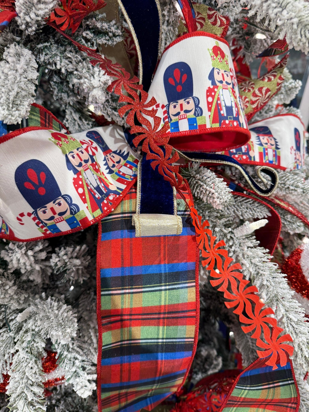 Printed Nutcracker Wired Reversible Dupioni Ribbon - 4" - Greenery Market9001W - 036 - 100E