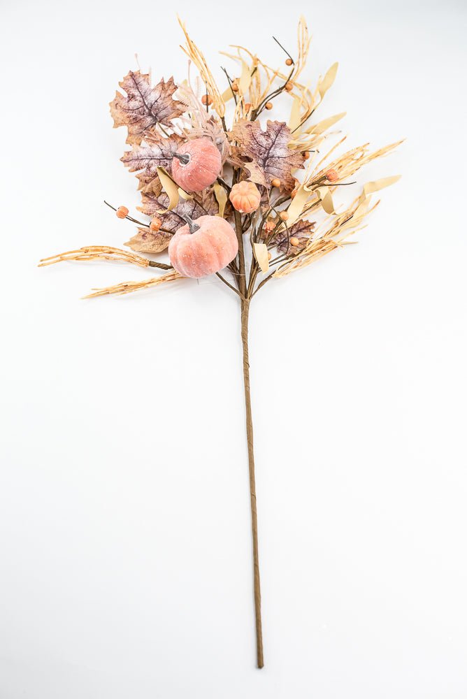 Pumpkin And Maple Leaves Spray - Greenery MarketArtificial Flora65195