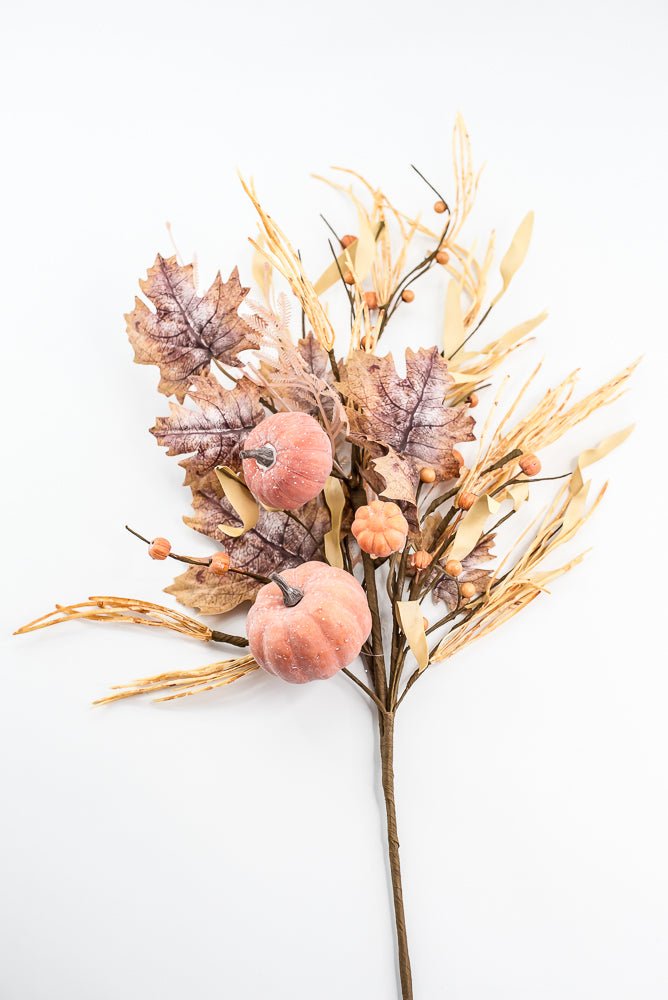 Pumpkin And Maple Leaves Spray - Greenery MarketArtificial Flora65195