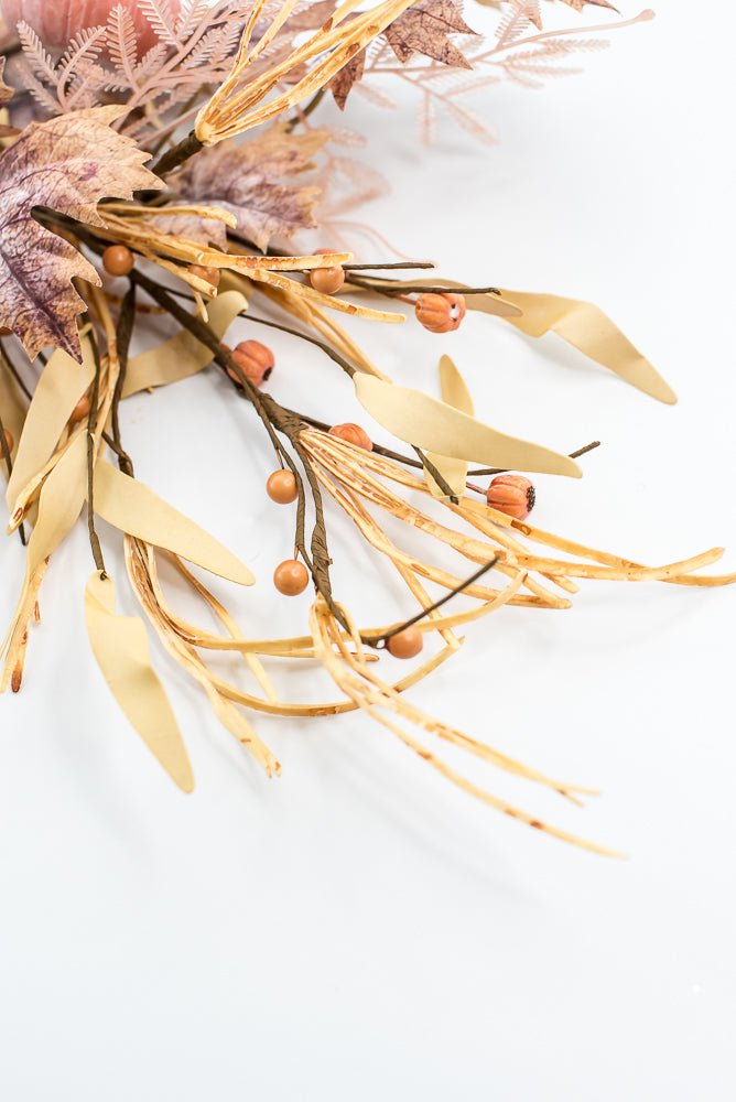 Pumpkin And Maple Leaves Spray - Greenery MarketArtificial Flora65195