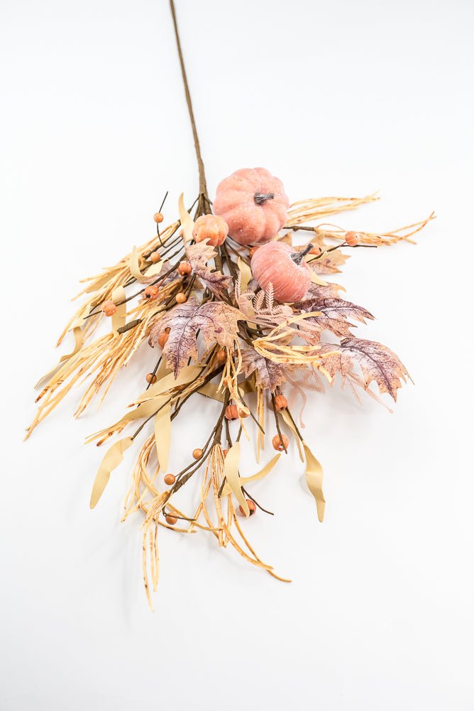Pumpkin And Maple Leaves Spray - Greenery MarketArtificial Flora65195