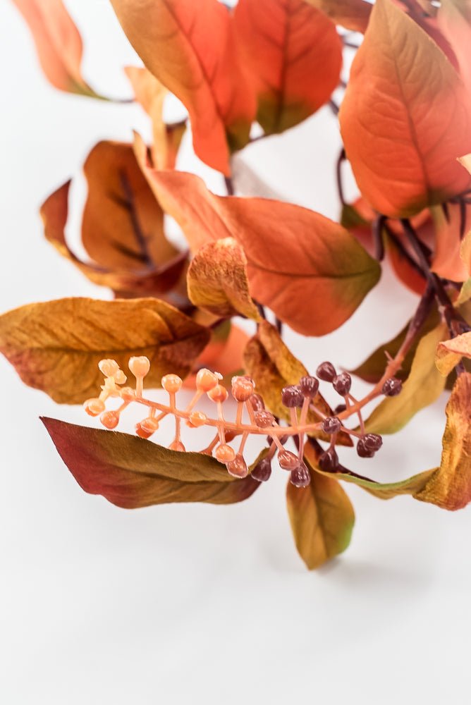 Pumpkin Velvet Leaf With Berry Bush - 16" - Greenery MarketXF686PUM