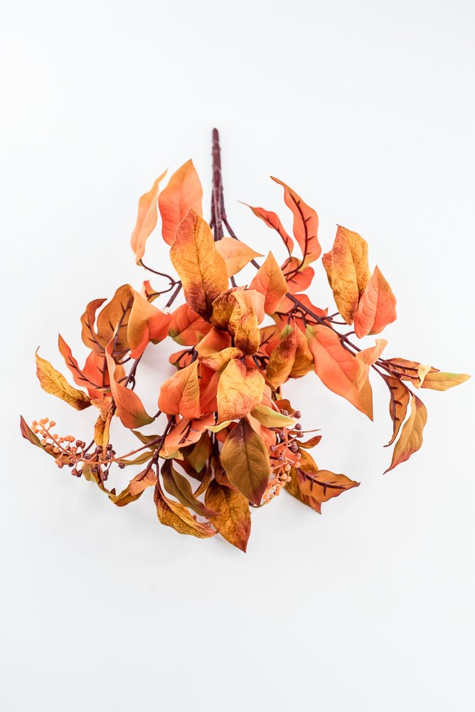 Pumpkin Velvet Leaf With Berry Bush - 16" - Greenery MarketXF686PUM