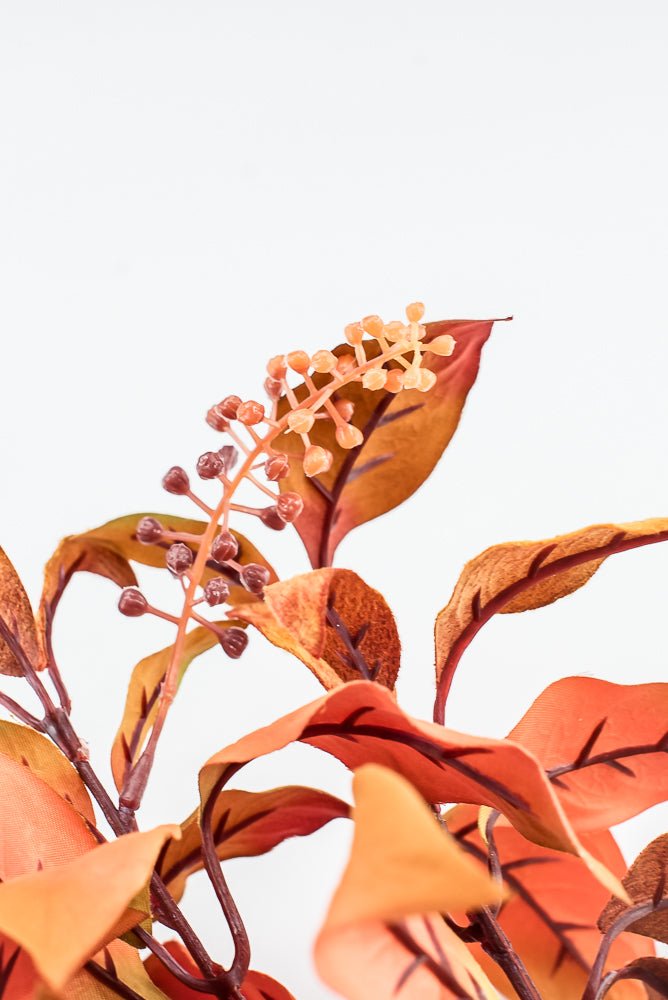 Pumpkin Velvet Leaf With Berry Bush - 16" - Greenery MarketXF686PUM
