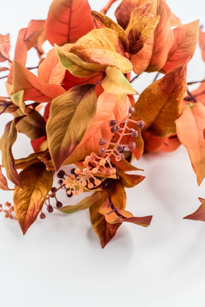 Pumpkin Velvet Leaf With Berry Bush - 16" - Greenery MarketXF686PUM